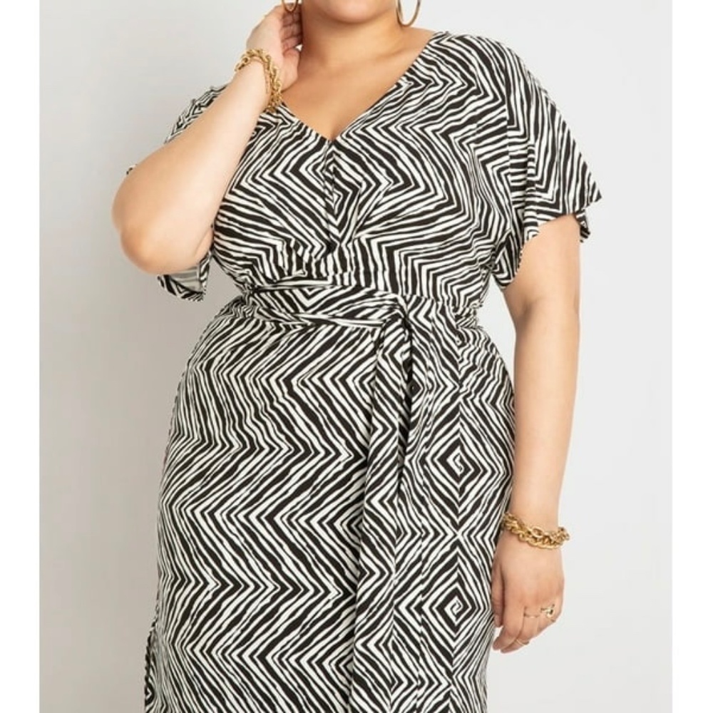 Eloquii Geometric Zigzag Patterned Wrap Around Dr… - image 2